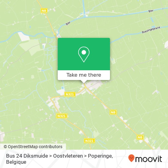 Bus 24 Diksmuide > Oostvleteren > Poperinge kaart