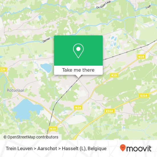 Trein Leuven > Aarschot > Hasselt kaart