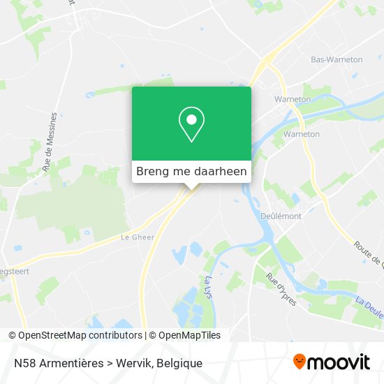 N58 Armentières > Wervik kaart