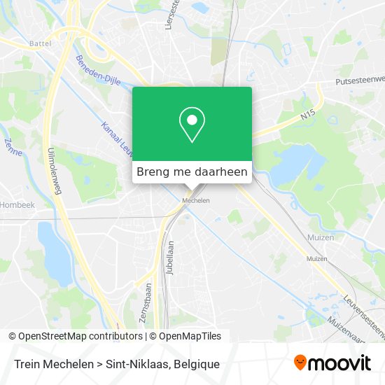 Trein Mechelen > Sint-Niklaas kaart