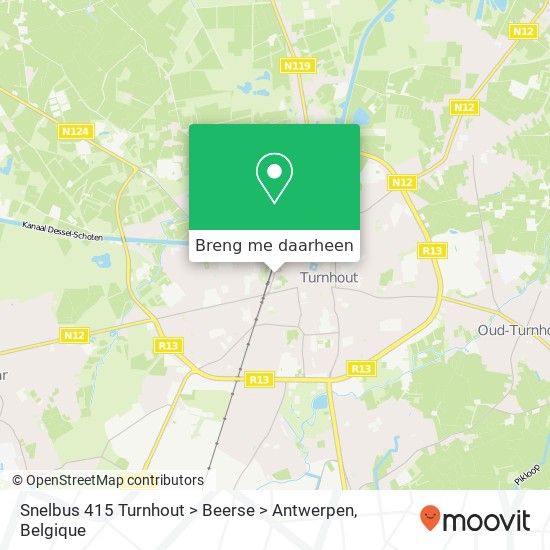 Snelbus 415 Turnhout > Beerse > Antwerpen kaart