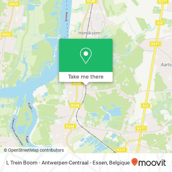 L Trein Boom - Antwerpen-Centraal - Essen kaart