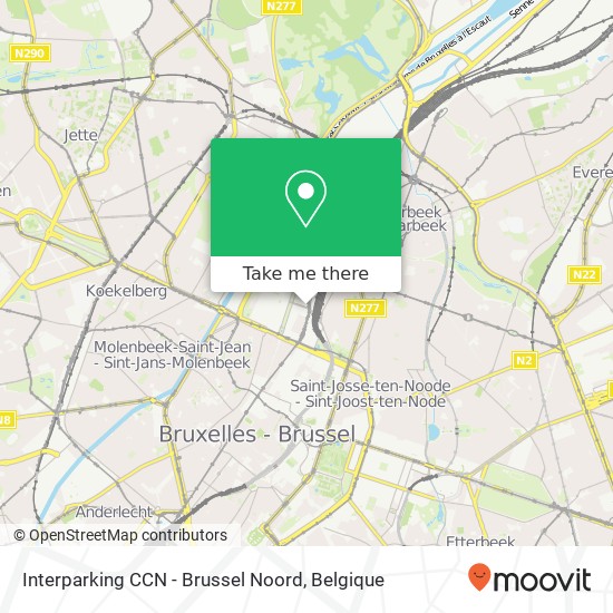 Interparking CCN - Brussel Noord kaart