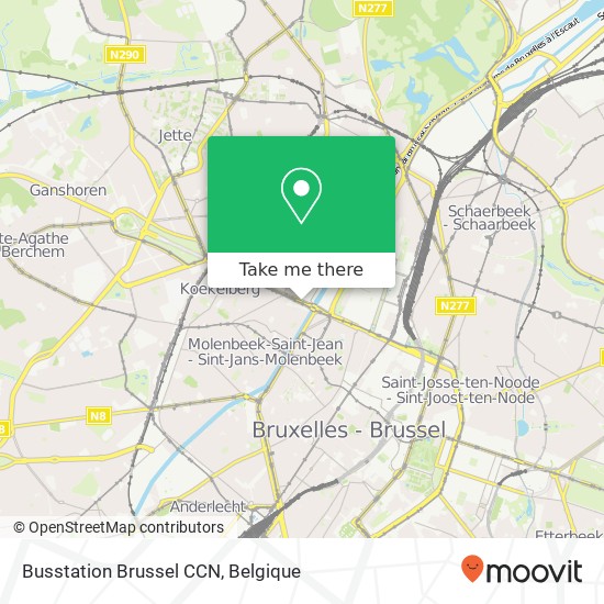 Busstation Brussel CCN kaart