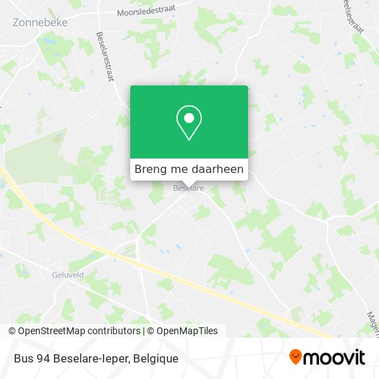 Bus 94 Beselare-Ieper kaart