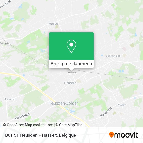 Bus 51 Heusden > Hasselt kaart