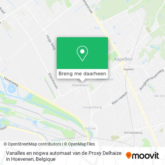 Vanalles en nogwa automaat van de Proxy Delhaize in Hoevenen kaart
