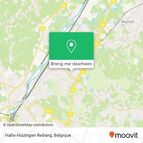 Halte Huizingen Reiberg kaart