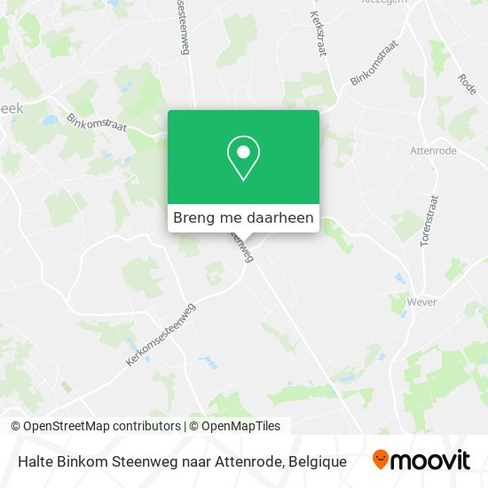 Halte Binkom Steenweg naar Attenrode kaart