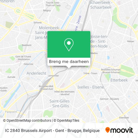 IC 2840  Brussels Airport - Gent - Brugge kaart