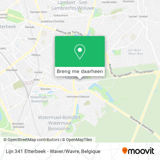 Lijn 341 Etterbeek - Waver / Wavre kaart