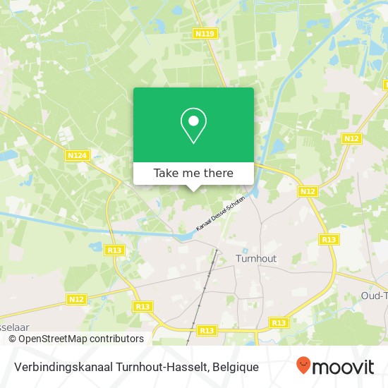 Verbindingskanaal Turnhout-Hasselt kaart