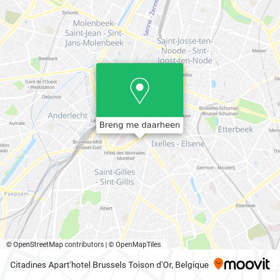 Citadines Apart'hotel Brussels Toison d'Or kaart