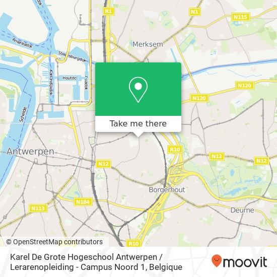 Karel De Grote Hogeschool Antwerpen / Lerarenopleiding - Campus Noord 1 kaart