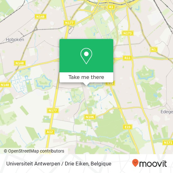Universiteit Antwerpen / Drie Eiken kaart