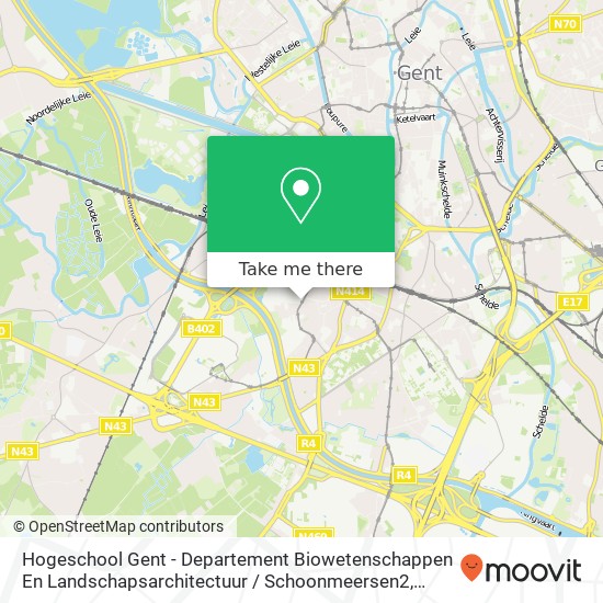 Hogeschool Gent - Departement Biowetenschappen En Landschapsarchitectuur / Schoonmeersen2 kaart