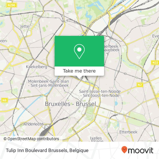 Tulip Inn Boulevard Brussels kaart
