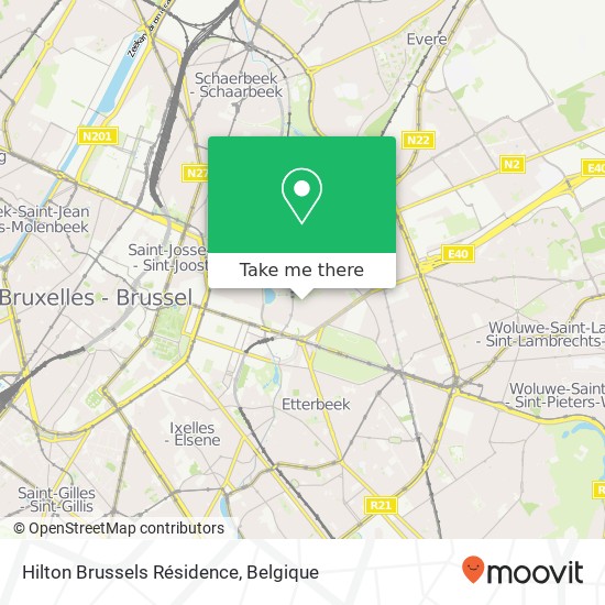Hilton Brussels Résidence kaart