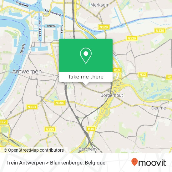 Trein Antwerpen > Blankenberge kaart
