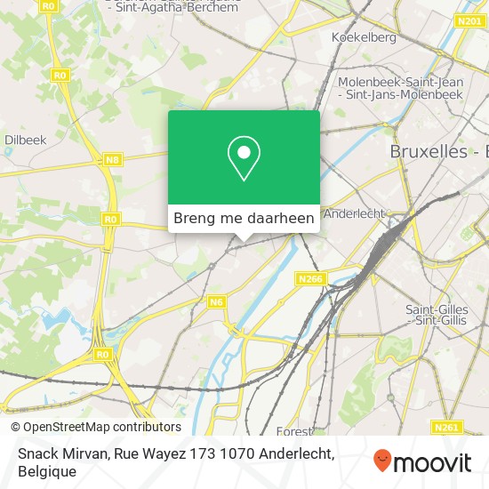 Snack Mirvan, Rue Wayez 173 1070 Anderlecht kaart