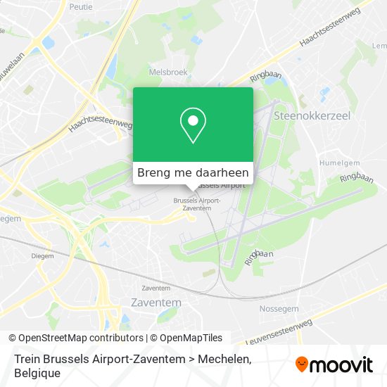 Trein Brussels Airport-Zaventem > Mechelen kaart