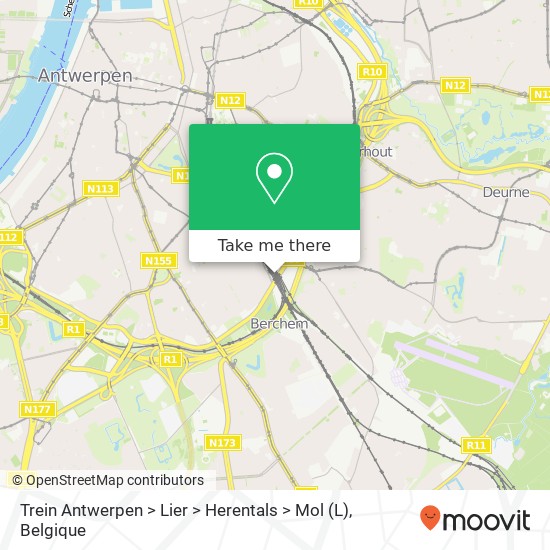 Trein Antwerpen > Lier > Herentals > Mol kaart