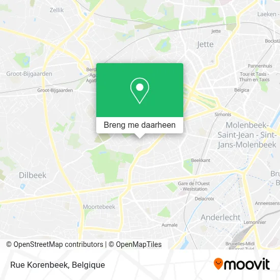 Rue Korenbeek kaart