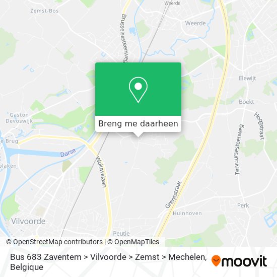 Bus 683 Zaventem > Vilvoorde > Zemst > Mechelen kaart