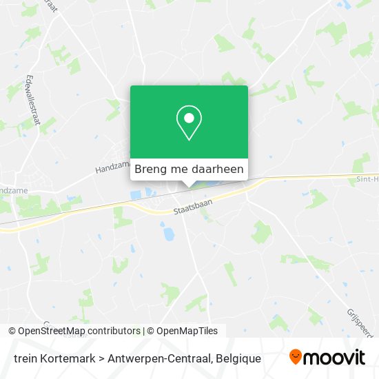 trein Kortemark > Antwerpen-Centraal kaart