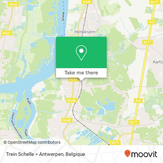 Trein Schelle > Antwerpen kaart