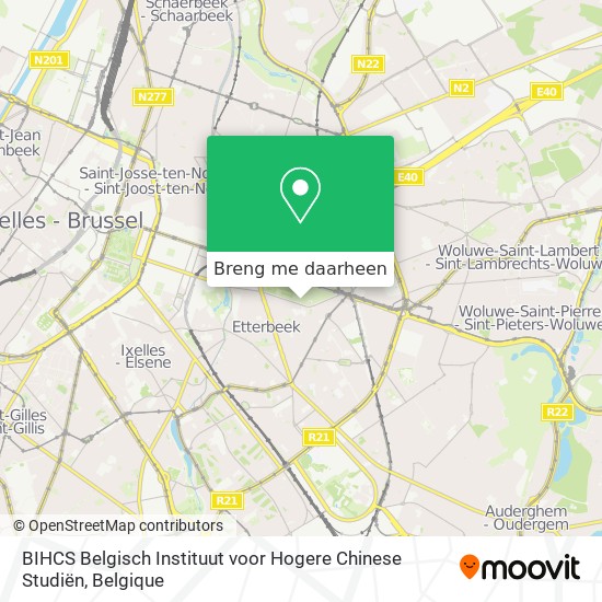 BIHCS Belgisch Instituut voor Hogere Chinese Studiën kaart