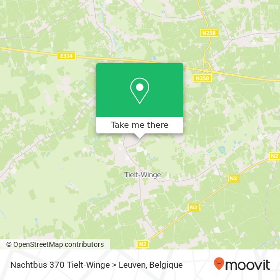 Nachtbus 370 Tielt-Winge > Leuven kaart