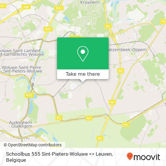 Schoolbus 555 Sint-Pieters-Woluwe <> Leuven kaart