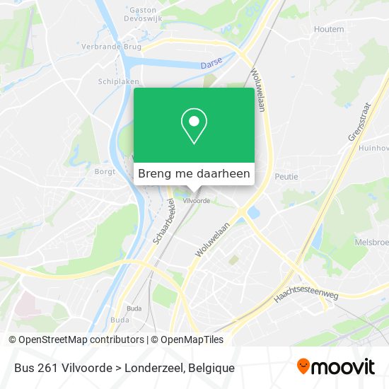 Bus 261 Vilvoorde > Londerzeel kaart