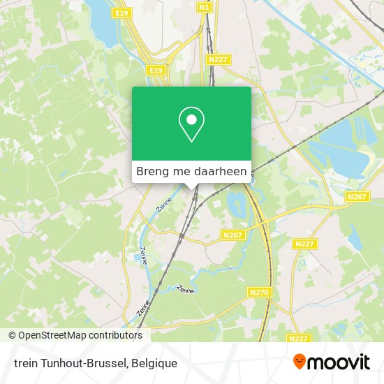 trein Tunhout-Brussel kaart