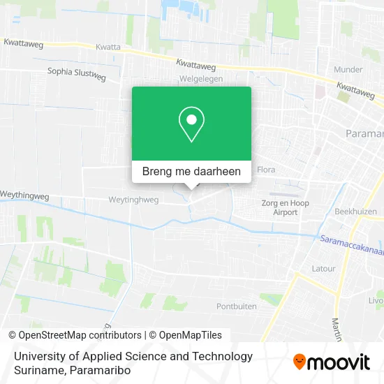 University of Applied Science and Technology Suriname kaart