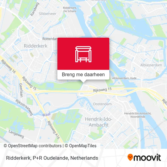 Ridderkerk, P+R Oudelande kaart