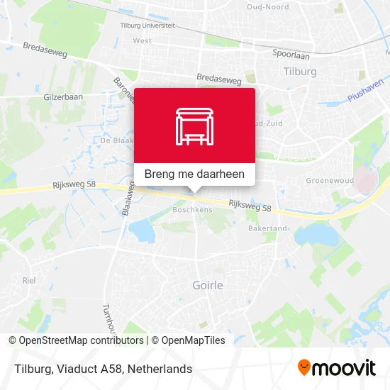 Tilburg, Viaduct A58 kaart