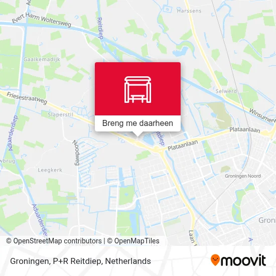 Groningen, P+R Reitdiep kaart