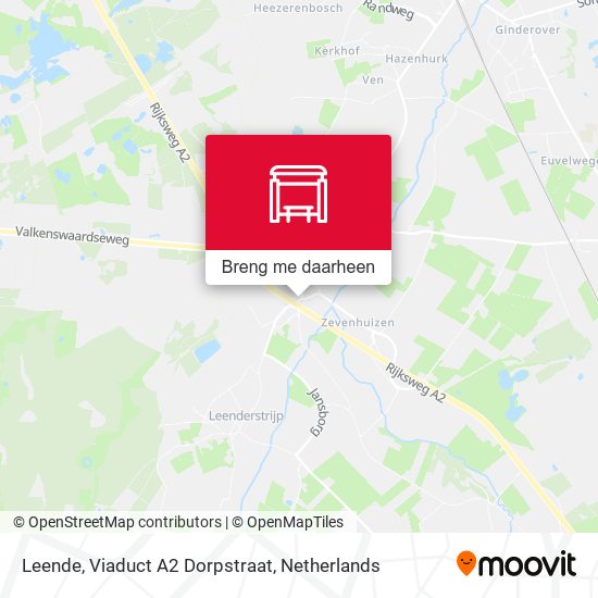 Leende, Viaduct A2 Dorpstraat kaart