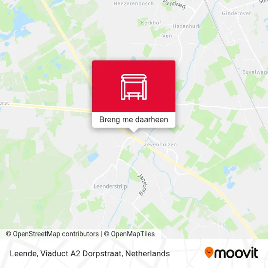 Leende, Viaduct A2 Dorpstraat kaart