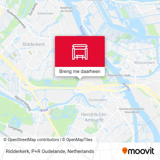 Ridderkerk, P+R Oudelande kaart