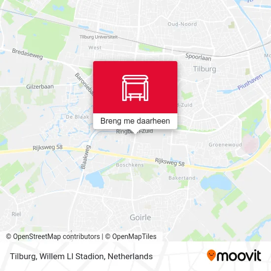 Tilburg, Willem Ll Stadion kaart