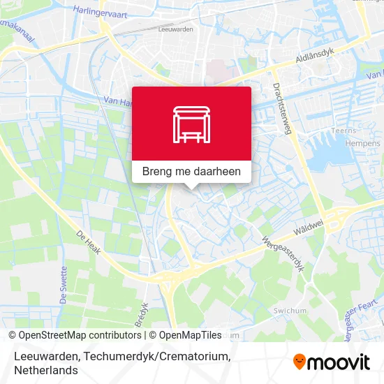 Leeuwarden, Techumerdyk / Crematorium kaart