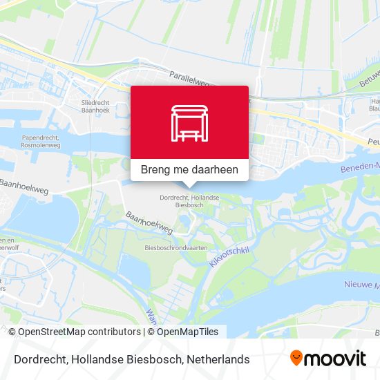 Dordrecht, Hollandse Biesbosch kaart