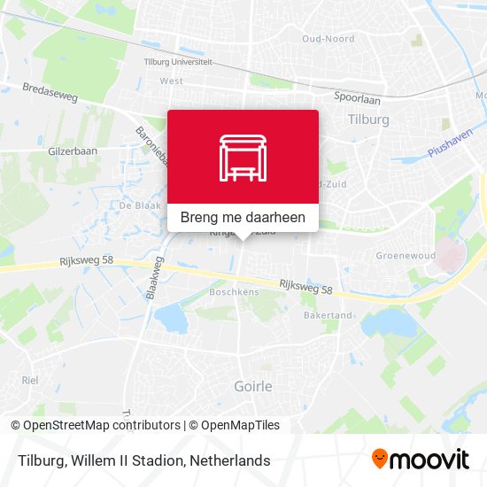 Tilburg, Willem II Stadion kaart