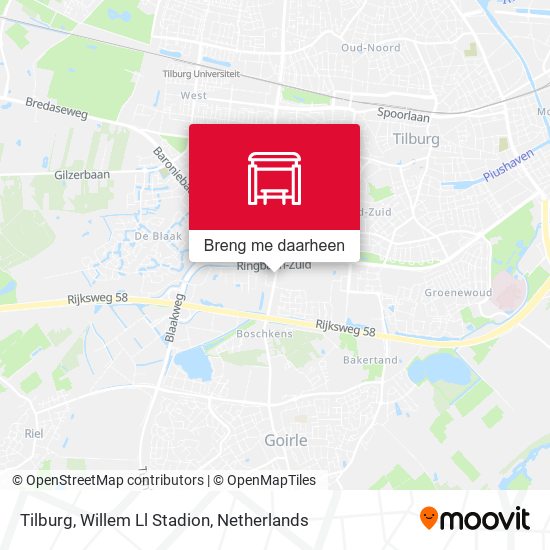 Tilburg, Willem Ll Stadion kaart
