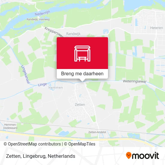 Zetten, Lingebrug kaart