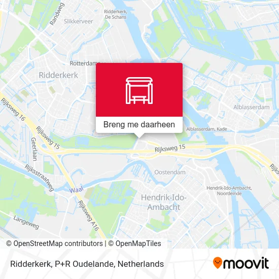 Ridderkerk, P+R Oudelande kaart