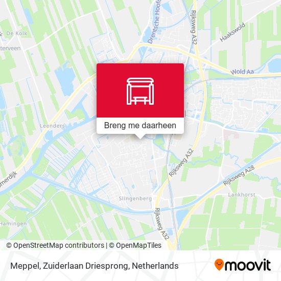 Meppel, Zuiderlaan Driesprong kaart